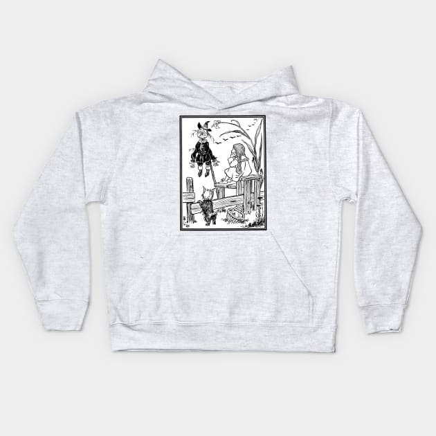 Vintage Wizard of Oz Dorothy Meets Scarecrow Kids Hoodie by MasterpieceCafe